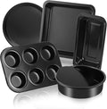 5-Piece Toaster Oven Bakeware Set – Compact Nonstick Baking Pans for Small Oven, RV & Camper – Includes Muffin, Loaf, Pizza, Cake & Square Pan (Black)
