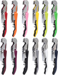 RECUTMS 12 Packs Corkscrew Wine Opener Stainless Steel Fold Beer or Bottle Opener Serrated Foil Cutter,Perfect for Bars,Restaurants,Family,Company Party (12 Color)