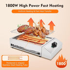 Electric Indoor Outdoor Grill, 1800W Commercial Electric Grill with Removable Griddle, Adjustable Temperature 122F-572F, Stainless Steel Smokeless Indoor Grill for Party Cooking Home Commercial