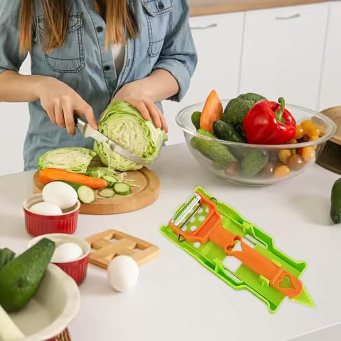 2-in-1 Multifunctional Peeler with Grating Plate, Detachable Julienne Slicer & Fruit Peeler, Multifunctional Kitchenware Set for All Kinds of Fruits and Vegetables