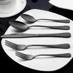 LIANYU Black Silverware Set for 2, 10-Piece Stainless Steel Cutlery Set, Includes Knives, Spoons and Forks, Mirror Polished Dining Flatware Tableware, Dishwasher Safe
