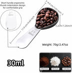 30ml Stainless Steel Coffee Scoop, 2 Tbsp Measuring Spoons for Protein Powder, Sugar, Flour & Tea - Short Handle, Laser Etched Markings, Dishwasher Safe, Heavy-Duty 304 Food-Grade Steel