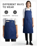 Syntus Apron for Men Women, Adjustable Cooking Kitchen Chef Aprons with 2 Pockets, Cotton/Polycotton/Polyester