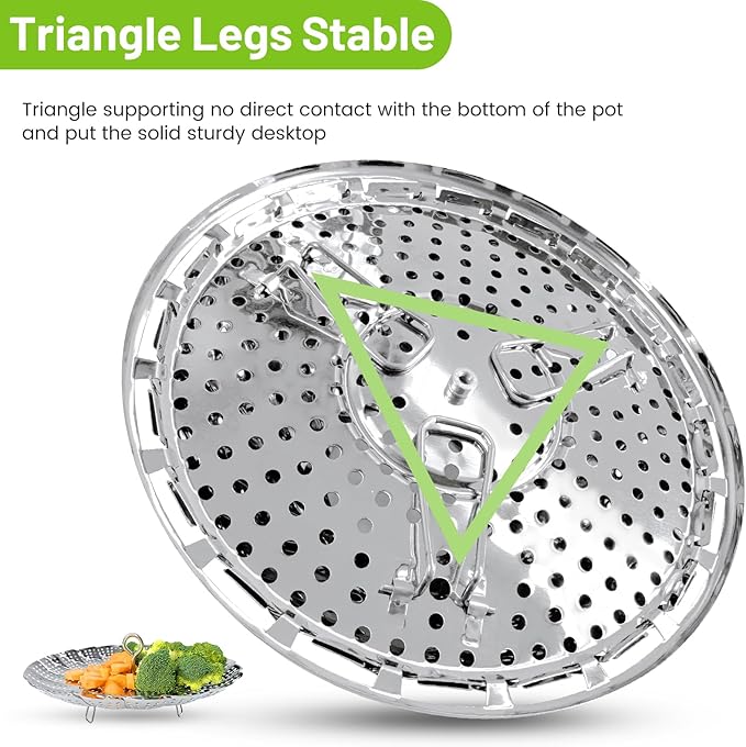 Sayfine Vegetable Steamer Basket, Premium Stainless Steel Veggie Steamer Basket - Folding Expandable Steamers to Fits Various Size Pot (Extra Large (6.5" to 11"))