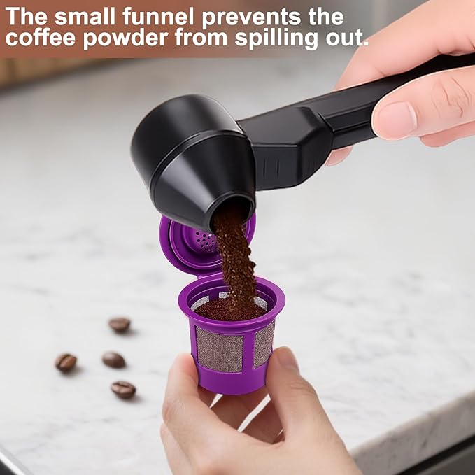 Palksky Coffee Scoop & Funnel for Reusable K Cup Refillable Coffee Pods,2 Tablespoon Coffee Measuring Scooper,2PCS