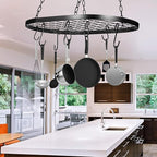 Patelai 20 Inch Pots and Pans Organizer Hanging Rack Pot and Pan Organizer with 20 S Hooks for Home, Restaurant, Kitchen Cookware, Utensils, Books, Household(Black)