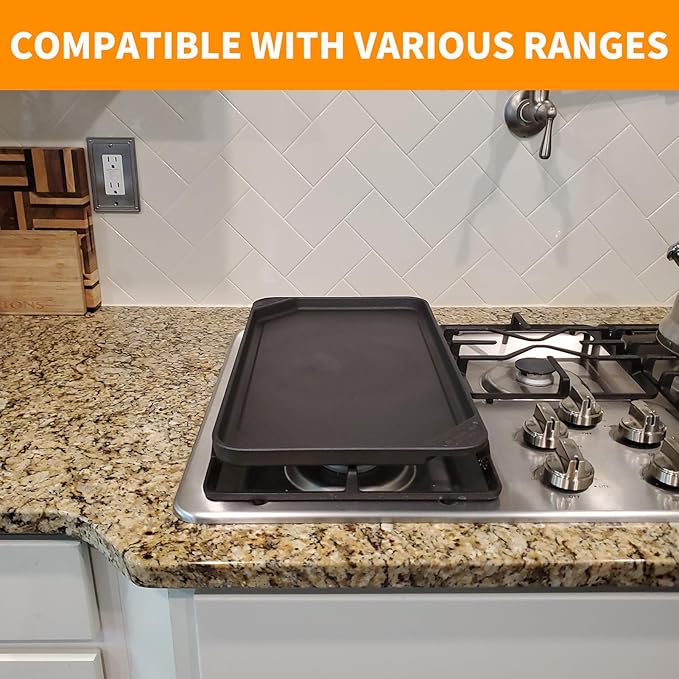 4396096RB Replacement Griddle for Whirlpool Stove Parts, W10297135 Cast Iron Plate for Maytag, Kitchenaid, Jenn Air, Amana, Gourmet Gas Range Cooktop Parts Burner Pan 1 Pcs