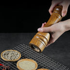 Wooden Pepper Mill Set Salt Pepper Grinder Kit Manual Mills Solid with Strong Adjustable Ceramic Grinders 2 Piece 8 Inches