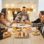 Lifewit Serving Tray for Party Supplies, Reusable Serving Platter for Catering, Snack, Fruit, Charcuterie, Appetizer, Plastic Food Trays, Hosting Essentials, BPA Free, White, 4 Pcs, Large(15" x 10")