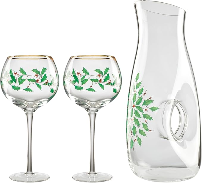 Lenox Holiday Drinkware, Glassware, Decanter & Wine Glass Set, 3-Piece