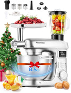 Stand Mixer 8-IN-1 8.5 Qt 2000W Multifunctional Fermentation Electric Kitchen Mixer 6 Speed Tilt-Head with Stainless Steel Bowl, 1.5L Glass Jar Meat Grinder Dough Hook Whisk Pasta Attachment