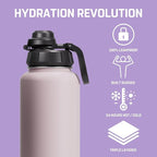 Vesmoon Vessence 32 Oz Stainless Steel Tea Infuser Bottle for Loose Leaf Tea, Water, Herbs, Fruits - Triple Layered Insulated, Leak Proof Bottle with Lid and Clip Handle - 24 Hours Hot/Cold