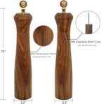 Wooden Salt and Pepper Grinder Set,Manual Salt and Pepper Mill,Acacia wood Salt Grinder Refillable,Pepper Mill with Adjustable Coarseness,Salt and Pepper Shakers Tableware Gifts 10" 2PCS