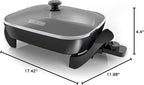 BLACK+DECKER Electric Skillet,Variable Temperature Control,Nonstick Cooking Surface,Dishwasher Safe,Tempered Glass Lid,12"x15",(Pack of 2)