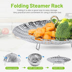 Sayfine Vegetable Steamer Basket, Premium Stainless Steel Veggie Steamer Basket - Folding Expandable Steamers to Fits Various Size Pot (Extra Large (6.5" to 11"))