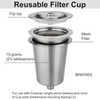 Reusable Filter Cup for Cuisinart (Stainless Steel - 2 Pack)