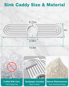 Stone Faucet Mat for Kitchen Sink, Diatomite Sink Protectors - Prevent Moisture Drying Stone Tray Fit Kitchen Counter & Bathroom Counter (White, 15.8" x 4")