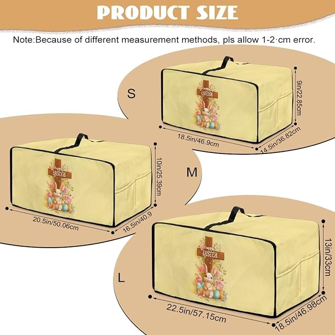 Easter Egg Bunny Cross Print Toaster Oven Cover for Kitchen Countertop Decor, Easter Kitchen Small Appliance Dust Cover Microwave Oven Protector, Yellow, (Small-14.5*18.46*9 inches)