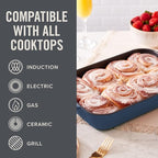 Zakarian x Dash Nonstick Cast Iron Baker - Oven-Safe Baking Pan for Pasta, Casseroles, Crumbles, and More - Easy-Release, Rust-Resistant, and Even Heat Distribution - Blue, 9-inch x 13-inch