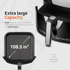 MONDIAL Air Fryer - 8.6 Quart Extra-Large Air Fryer, 2 Simple Dial Controls, 1800 Watts - Quick Heat Circulation Technology, Low Fat Cooking Less Calories - Removable Squared Basket - Black