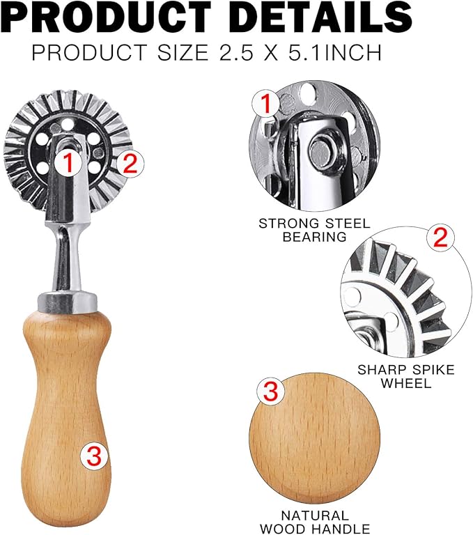 Pastry Wheel Cutter - Pasta Cutter Wheel - Ravioli Crimper Cutter Wheel for Home and Kitchen Use, 1.3inch