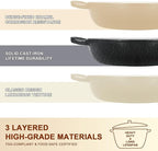 AHJ 6QT Dutch Oven For Bread Baking, Enameled Cast Iron Dutch Oven Pot with Lid, Multi-Functional Bread pan, Sourdough Baking Supplies with Proofing Basket, Cast Iron Bread Oven, Silicone Sling & Gloves.