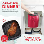 Dash Tasti-Crisp™ Air Fryer - AirCrisp® Technology - Compact Design with Adjustable Temperature Control - Nonstick Fry Basket & Auto Shut-Off Feature - 2.6 Quarts - Red