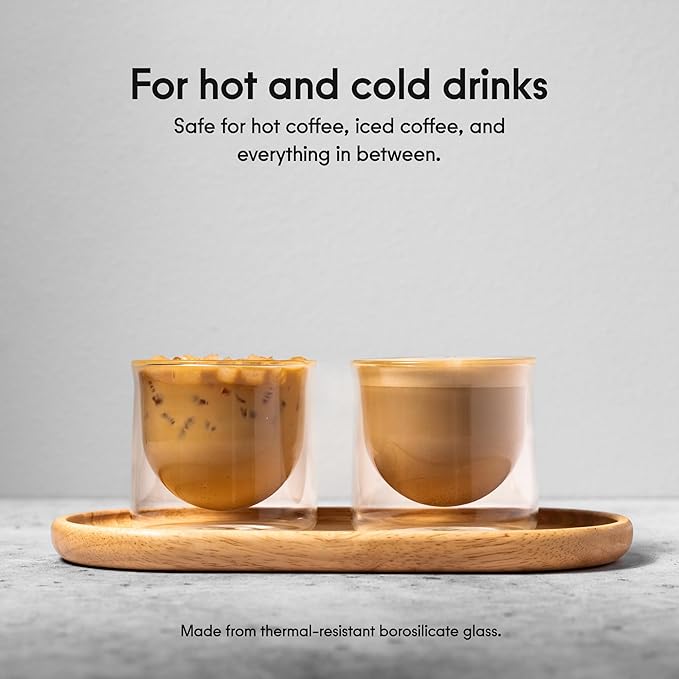 FLUR Latte XL Glasses (Set of 2) Perfect for Lattes, Latte Art, Iced Lattes & Milk Drinks – Double-Walled Borosilicate Glass – Handmade, Lightweight & Durable – 10oz (Purple)