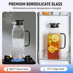 2 Pack 2 Liters/68 oz Square Glass Pitcher with Lid and Handle for Fridge, Iced Tea and Coffee Carafe Beverage Serveware, Heat Resistant Borosilicate Water Black Jug for Hot/Cold Drinks and Milk