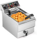 ROVSUN 12.5QT/11.8L Electric Deep Fryer w/Frying Basket, Timer, Drain, & Lid, Commercial Countertop Single Tank Frying Machine, Adjustable Temperature, for French Fries Donuts Onion Rings, 1700W 110V