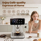 Touchscreen Espresso Machines with Timer 20 Bar Expresso Coffee Machines Professional Stainless Steel Coffee Maker with 51oz Water Tank for Latte Americano, Cappuccino Machine for Home Office