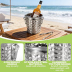3 Pack Ice Buckets with Handles and Tongs, 3L Metal Beverage Tubs for Ice and Drinks, Wine and Champagne Chiller Buckets for Bar, Party, BBQ, Indoor Outdoor Use