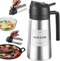 PARACITY Oil Dispenser Bottle with Stainless Steel Shell & Ceramic Sprayed Interior, 2 in 1 Olive Oil Sprayer and Dispenser, Oil Spray Bottle for Cooking, Kitchen, BBQ, Air Fryer, Salad, Baking(Black)