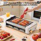 AORAN Electric Indoor Grill Smokeless, 800W Countertop Grill with Removable Non-Stick Cooking Plates & Hot Dog Rack, Easy to Clean, 13.4x8.3 Inch for BBQ, Panini, Meat, Vegetables