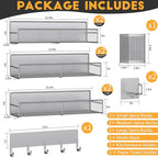 Magnetic Spice Rack for Refrigerator, 10 Pack 100% Metal Strong Magnet Shelf, Moveable Spice Organizer W/ Adjustable Paper Towel Holder, Hook Rack & Utensil Caddy, Home Kitchen Laundry Storage, Grey