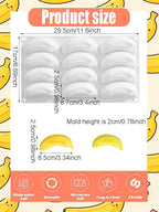 12 Cavity Silicone Banana Molds - Bananas Fruit Shaped Fondant Mold for Chocolate, Candy, Ice Cream, Mousse Cake, Soap, Resin, Lotion Bar, Ice Cube (Banana)