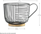 Coffee Pod Holder - Large Capacity Black Wire K Cup Storage with Wooden Base - Modern Coffee Basket Decor for Kitchen Countertop for Keurig Kcups & Espresso Capsules