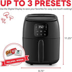Dash Digital Tasti-Crisp™ Air Fryer - Compact Electric Digital Fryer With Auto Shut-Off Feature - Ideal for Small Spaces - AirCrisp® Technology - 2.6 Quarts - Black