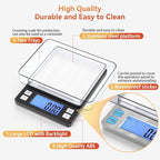 BOMATA 0.01g Small Digital Gram Scale, USB Rechargeable, Upgraded 1kg Jewelry Scale with Larger Display and Hold Function, High Precision, Grams and oz for Herb, Coin, Powder, Yeast, Kitchen Black