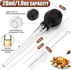 SCHVUBENR Large Turkey Baster with Cleaning Brush - Premium Baster Tool for Cooking - Easy to Use & Clean - Powerful Bulb Baster Syringe - Dishwasher Safe - Thanksgiving, Christmas Essentials - Black