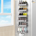 HuggieGems 6 Pack Magnetic Spice Rack Organizer for Refrigerator and Oven, Light Grey Fridge Organizers and Storage for Kitchen