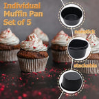 5 Pack Muffin Pans Carbon Steel Popover Pans, Nonstick Pudding Molds Individual Muffin Cupcake Pan for Baking