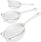 3 Pcs Plastic Nylon Mesh Strainer Colander with Handle Double Ear Fine Food Mesh Strainer Flour Sifter for Baking Kitchen Colander Sifter Kefir Tea Juice Pasta(3 Inch, 5 Inch, 7 Inch)
