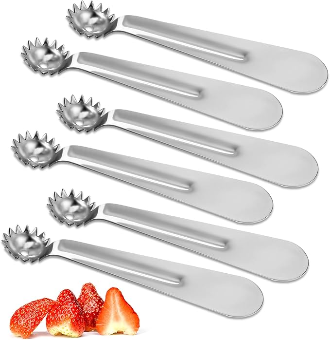 6 Pcs Tomato Stem Corer Strawberry Pitter Baller Practical Stainless Steel Kitchen Huller Tool Fruit Vegetable Stem Remover