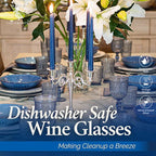 Yungala Blue-Wine-Glasses-Sunflower-Set-6 Blue Wine Glasses Set of 6 Vintage Hobnail Goblets 10 oz Dishwasher Safe