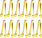 JCREN 12 Pcs Gold Tongs - Stainless Steel Serving Tongs for Food, Appetizers, Desserts - 4.9inch
