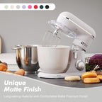 Kitchen in the box Stand Mixer, 5QT+4.5QT Two bowls Electric Food Mixer, 10 Speeds 3-IN-1 Kitchen Mixer for Daily Use with Egg Whisk,Dough Hook,Flat Beater (Frost White, 5QT)