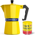 LORD'S ROCKS Café Bustelo Stovetop Espresso Maker – 300 ml Cup Moka Pot Coffee Percolator, Durable Aluminum with Heat-Resistant Handle, Bold Yellow Design – Authentic Café-Style Coffee at Home