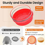 SJ 8 Inch Silicone Round Cake Pan with Metal Reinforced Frame Set of 2, Nonstick Silicone Cake Mold for Baking Suitable for Making Layers, Cheese & Chocolate Cakes for Christmas