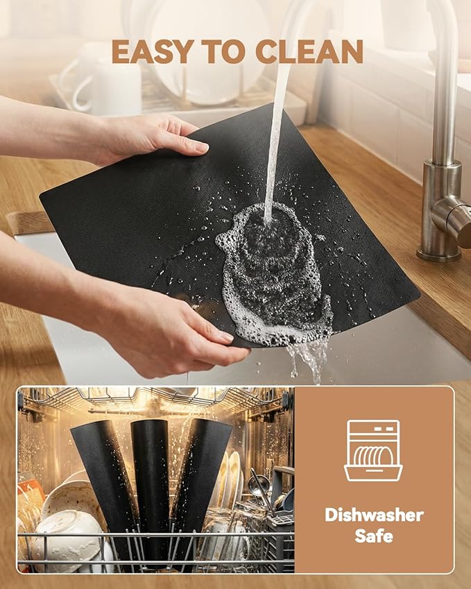 5-Pack Oven Liners for Ninja French Door Premier Air Fry Oven 20.3 Qt Capacity FO101, 12"x 12" Non-Stick Teflon Oven Protectors Mats, BPA & PFOA Free, Reusable for Bottom of Convection Toaster Oven